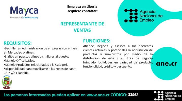 Representante de ventas mayca